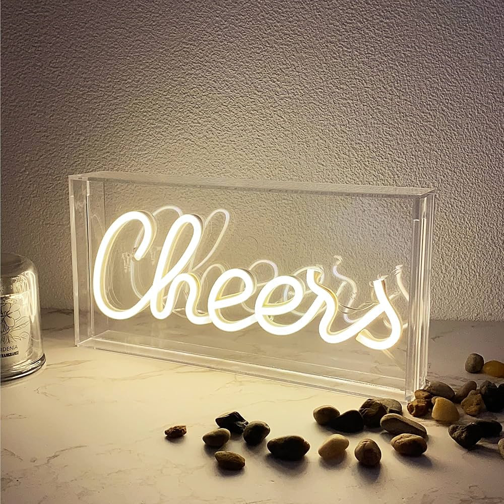 Cheers Neon Sign for Wall and Desk Decor, Powered by USB 3D Art Neon Light, Warm White Color,11.8... | Amazon (US)