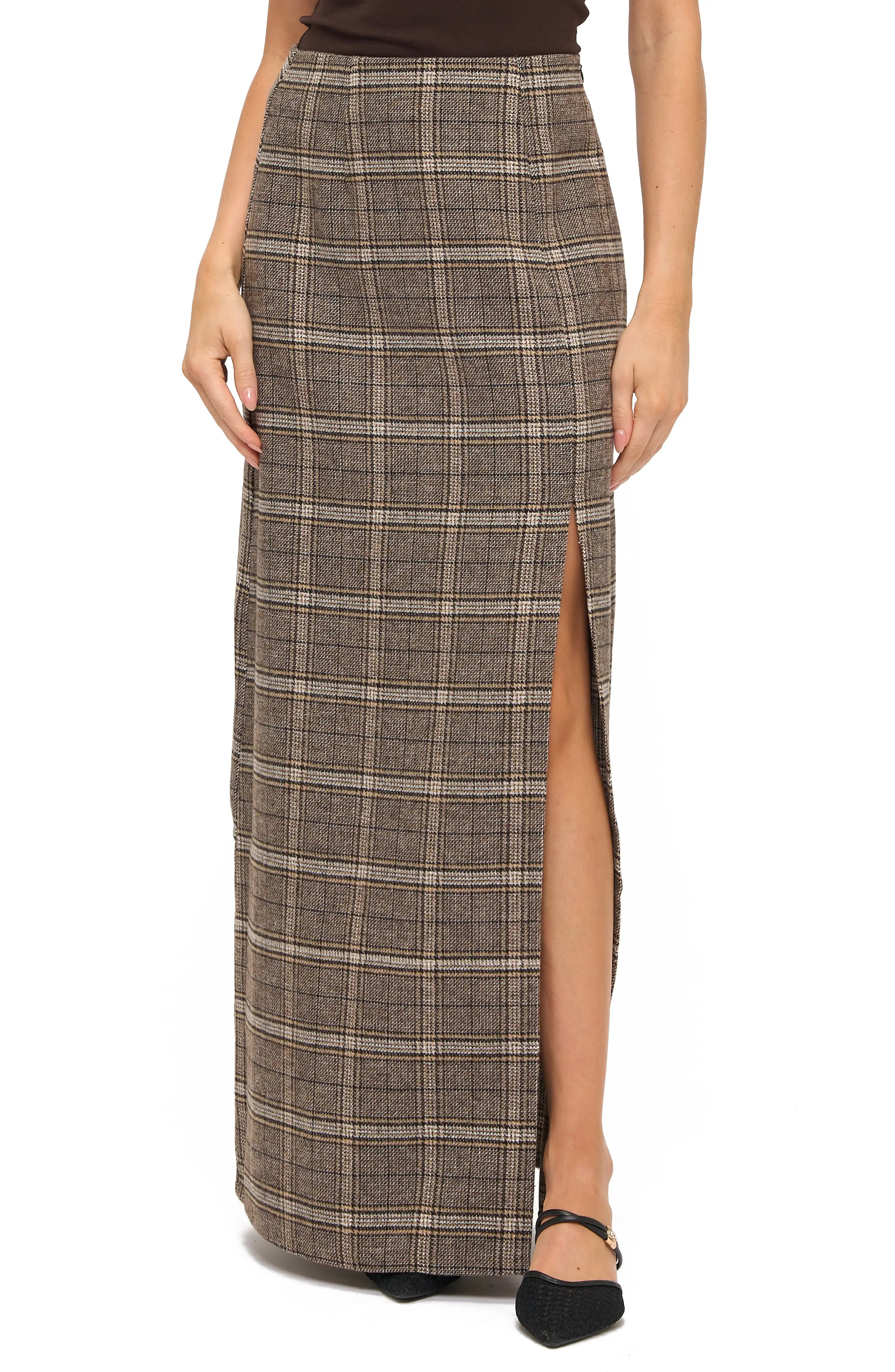 Ookie & Lala Plaid Front Slit Maxi Skirt (Women) | Nordstromrack | Nordstrom Rack