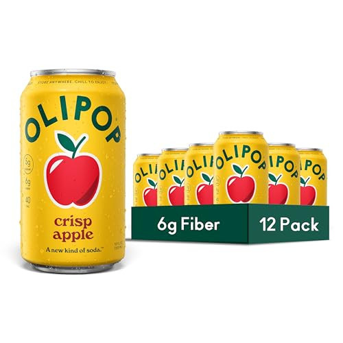 OLIPOP 6g Fiber Prebiotic Soda, Crisp Apple, 12 fl oz, 12 Pack | Amazon (US)