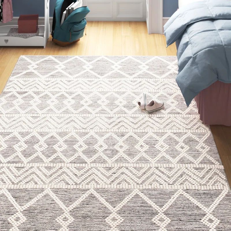 Latrissa Moroccan Handmade Flatweave Wool Charcoal/Cream Area Rug | Wayfair North America