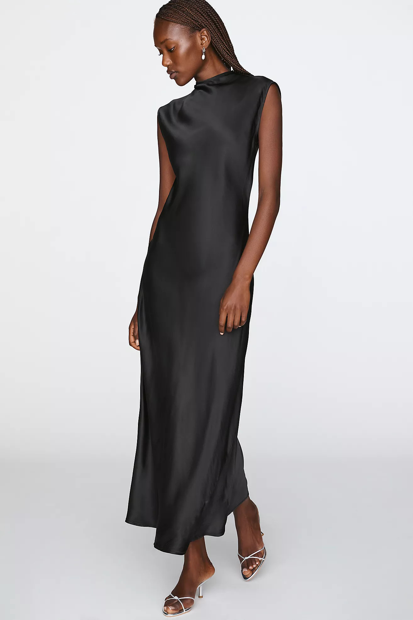 Maeve Charlette Mock-Neck Midi Slip Dress | Anthropologie (US)