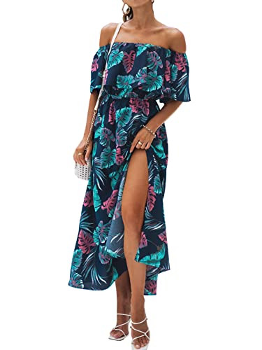 CUPSHE Women Ruffle Floral Maxi Summer Dress Off Shoulder Short Sleeve Backless Flounce Bodice Sl... | Amazon (US)
