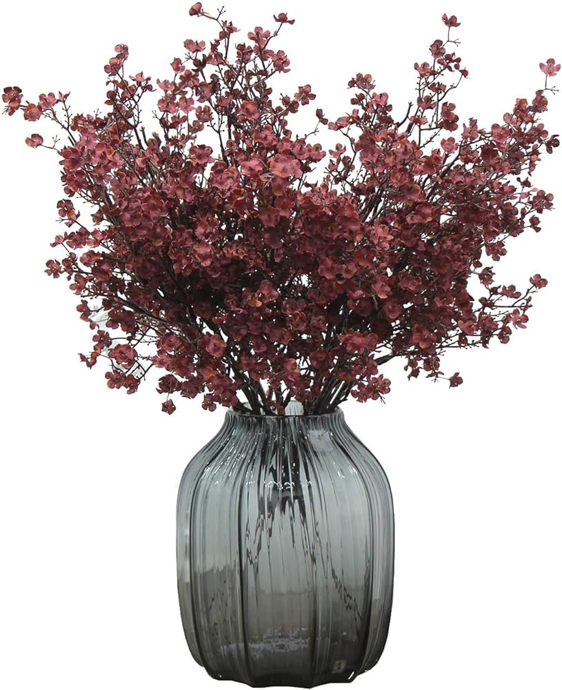 JAKY-Global Babys Breath Silk Artificial Flowers Burgundy 6 Bundle Fall Stems Fake Plants Decor W... | Amazon (US)