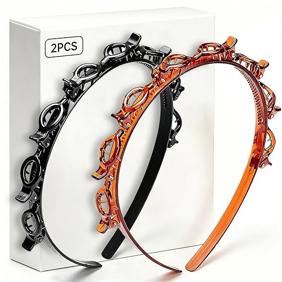 2 Pcs Bangs Hairstyle Hairpin Headband, Professional Weave Bangs Clip, Toothed Headband Braid Too... | Amazon (US)