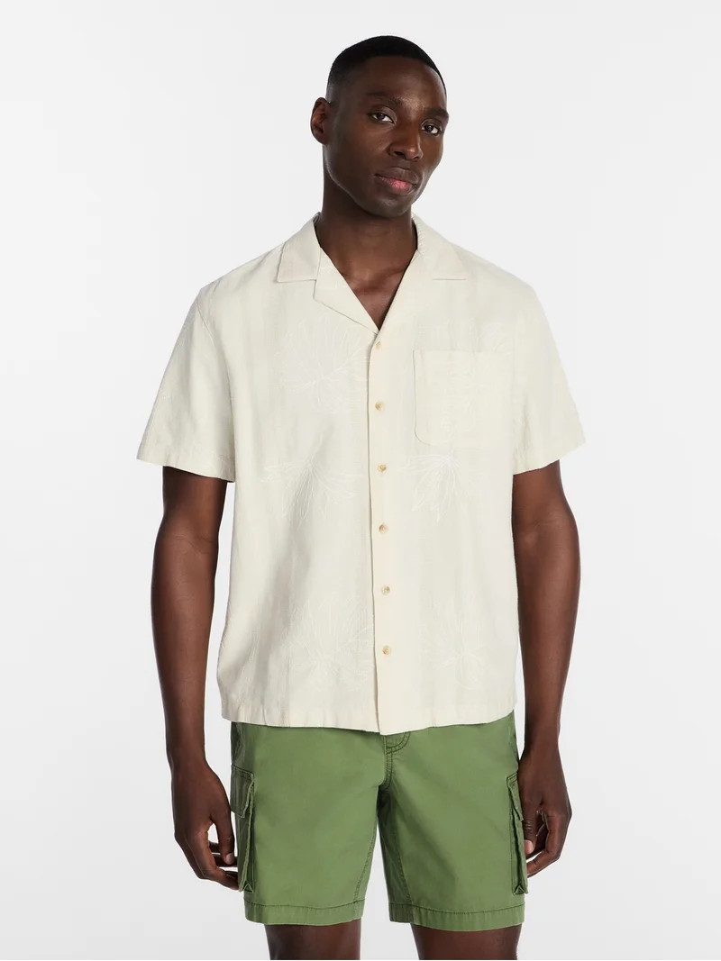 George Men's Embroidered Camp Shirt with Short Sleeves, Sizes S-5XL | Walmart (US)