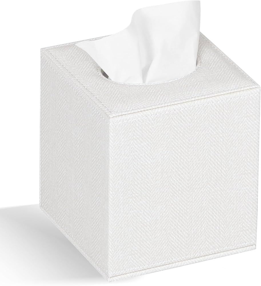 Tissue Box Cover Square Tissue Box Holder for Bathroom (Beige) | Amazon (US)