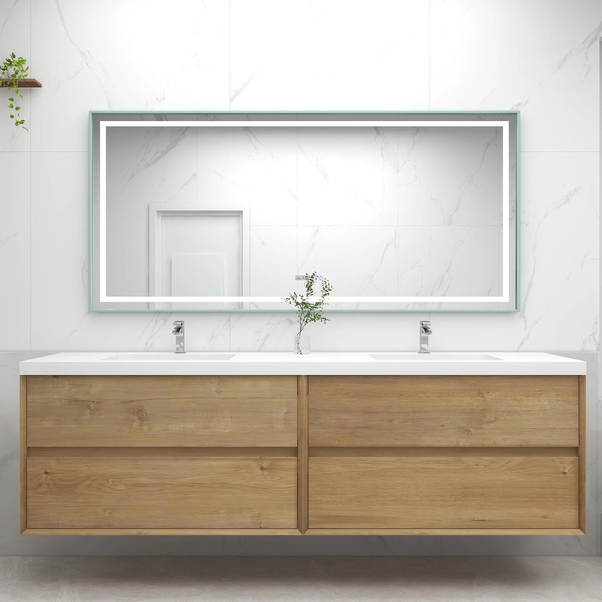 Wade Logan® Asaya 84" Wall-Mounted Double Bathroom Vanity Set & Reviews | Wayfair | Wayfair North America