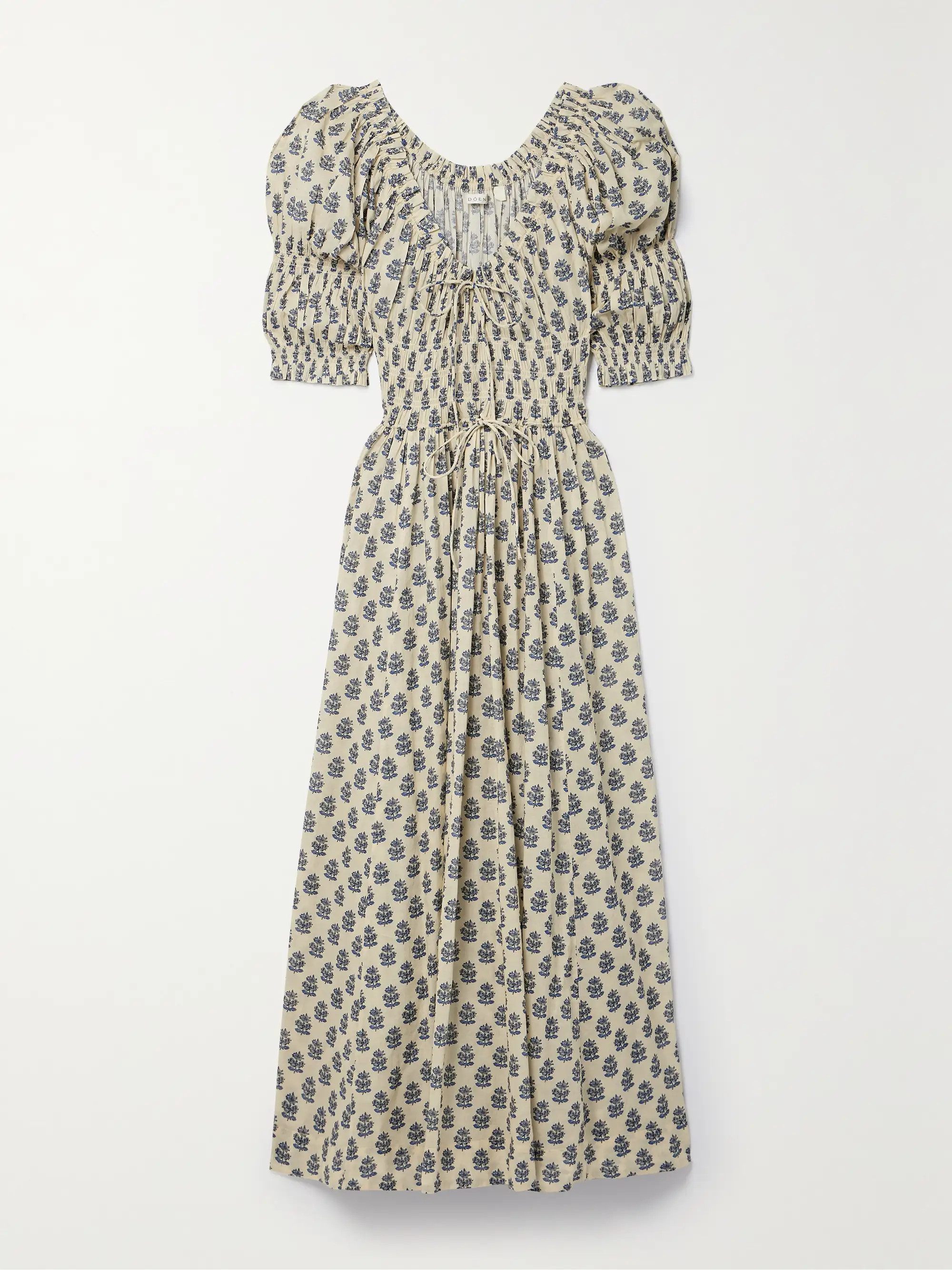 + NET SUSTAIN Ischia shirred printed organic cotton-voile midi dress | NET-A-PORTER (US)