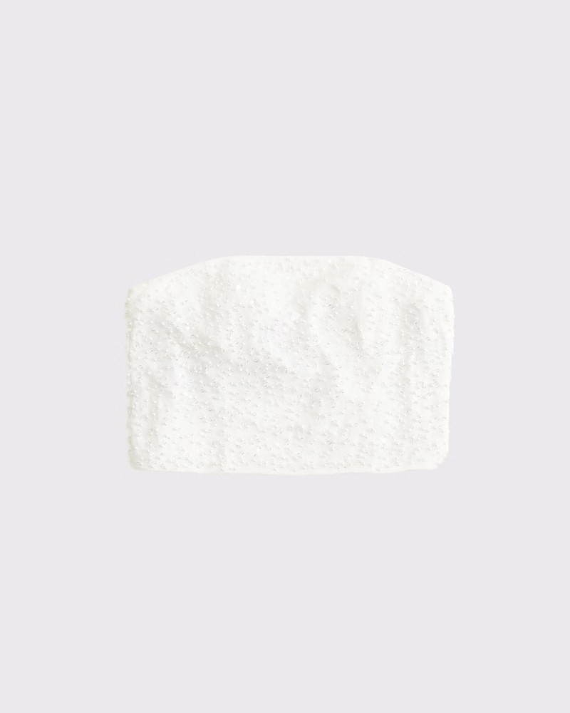 Abercrombie & Fitch Women's Beaded Strapless Top in White - Size M | Abercrombie & Fitch (US)