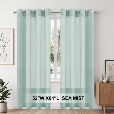 H.Versailtex 2 Panels Natural Linen Blended Semi-Sheer Curtains Privacy Assured with Nickel Grommet SEAMIST 52“W x 84"L | Target