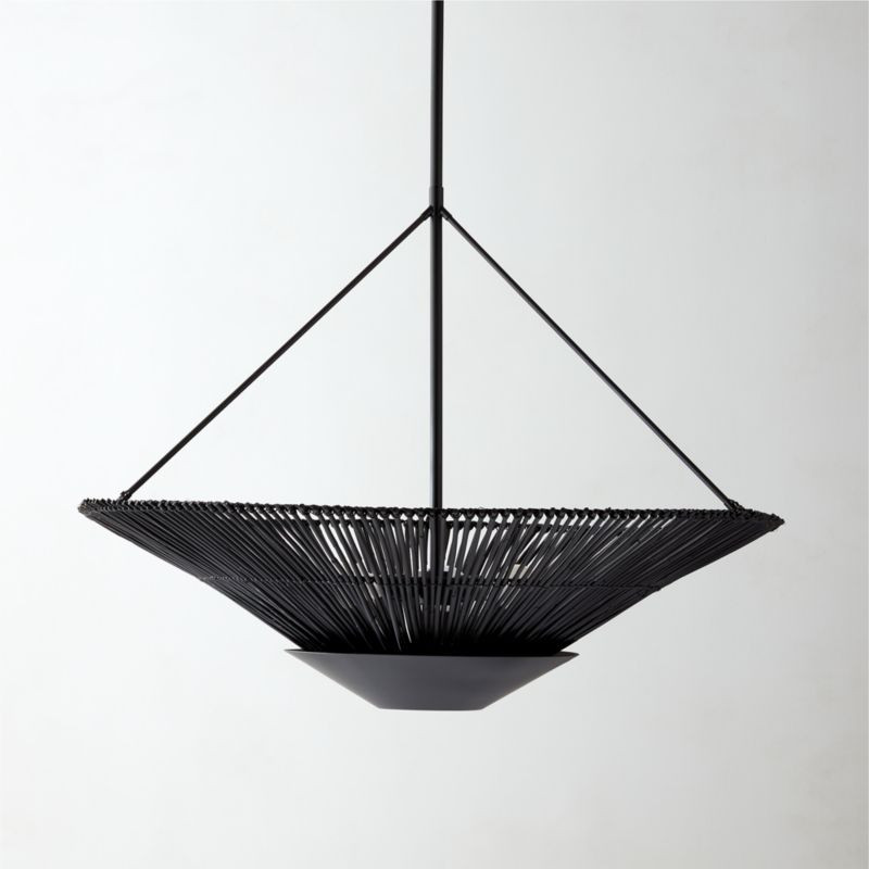 Copa Modern Black Rattan Tiered Pendant Light + Reviews | CB2 | CB2