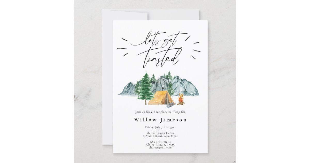 Let's get Toasted Bachelorette Camping Invitation | Zazzle