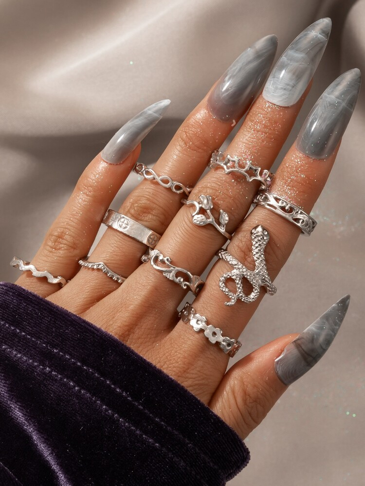 10pcs Hollow Out Star Decor Ring | SHEIN