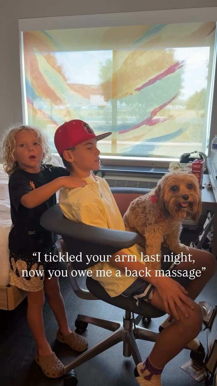 “I tickled your arm last night, 
now you owe me a back massage”