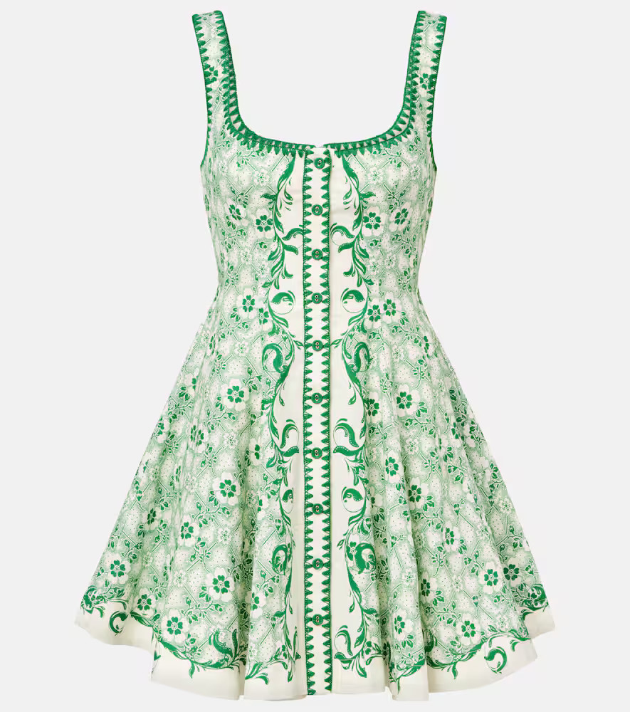 AlÃ©mais Olive printed linen and cotton minidress | Mytheresa (US/CA)