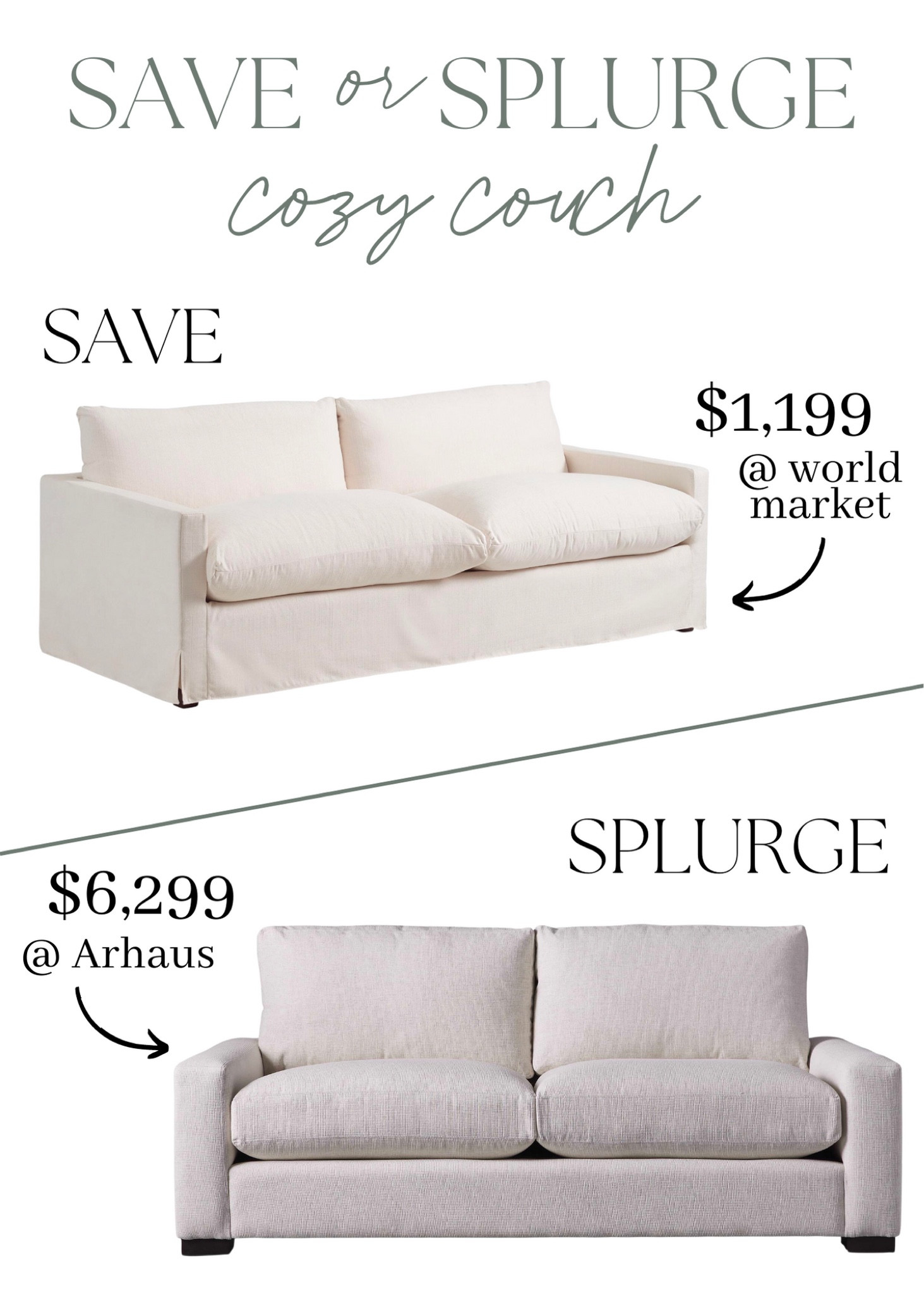 Save or splurge on these comfy couches 😍

Save or splurge, couch, living room, cozy couch, white couch, sofa, Deb and Danelle 

#LTKsalealert #LTKfamily #LTKhome