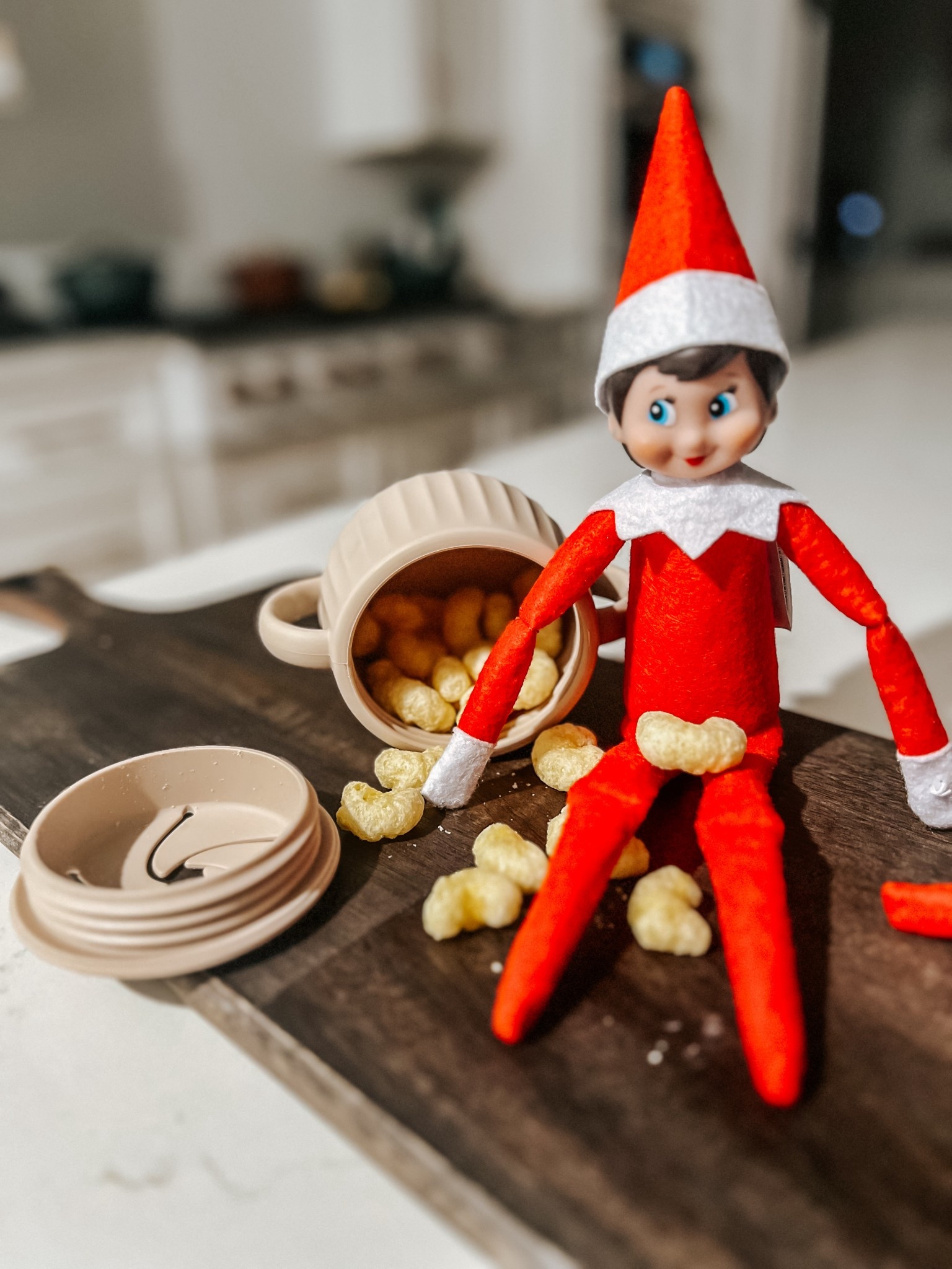 Easy idea for those nights when you don’t remember to move the elves until midnight…grab your kids’ snack cup, fill it with their favorite snacks, and let those elves snack away! If you don’t have the Miller Snack Cups from Calla & Friends yet, this is your sign to grab one or three! Code LITTLEKINGS will save on any Calla order!

My son thought this was soooo funny!

#elfontheshelf



#LTKmomlife #LTKHoliday #LTKKids