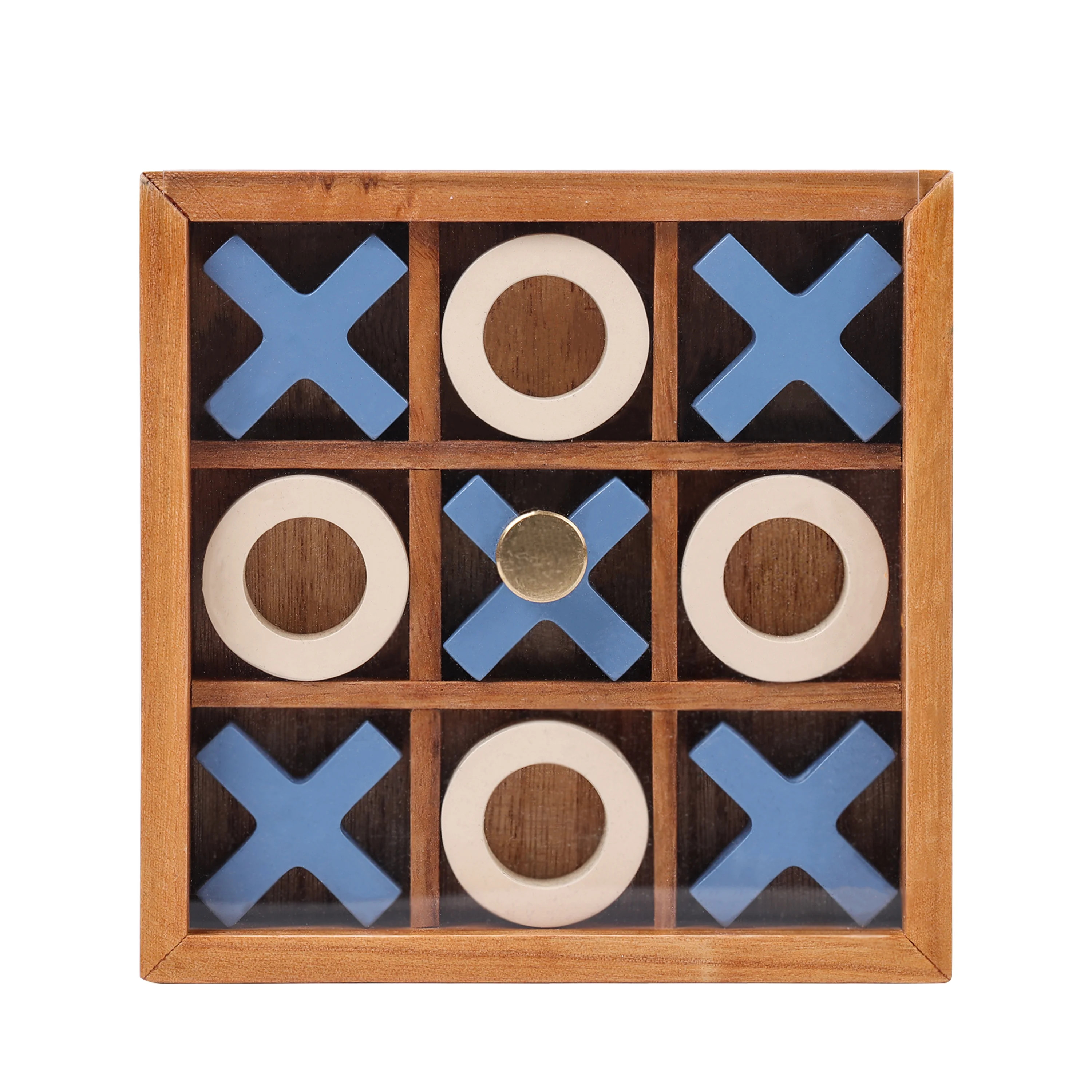 Mainstays By Becky G. & Alejandra Wood Tic Tac Toe Tabletop Decoration, Blue & Natural | Walmart (US)