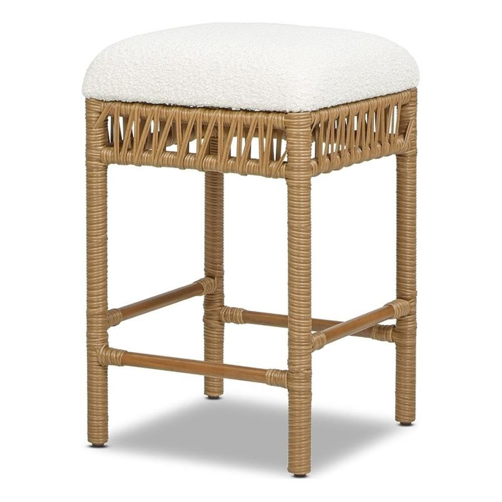 Jennifer Taylor Home Lucia 25.5" Backless Upholstered Counter Stool with Resin Rattan Frame, Ivor... | Amazon (US)