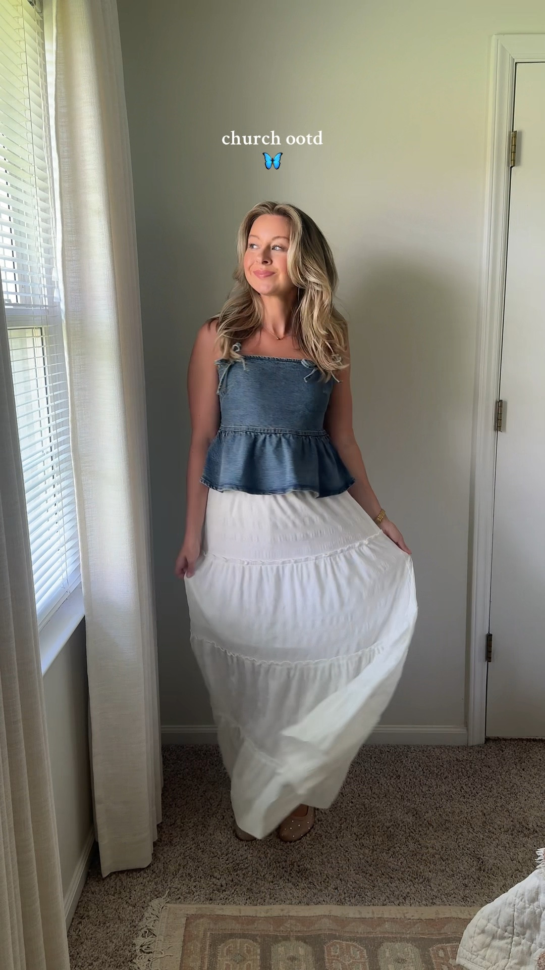 Denim Target top 🩵 Wearing a small in the top!! 

#LTKFindsUnder50 #LTKFindsUnder100