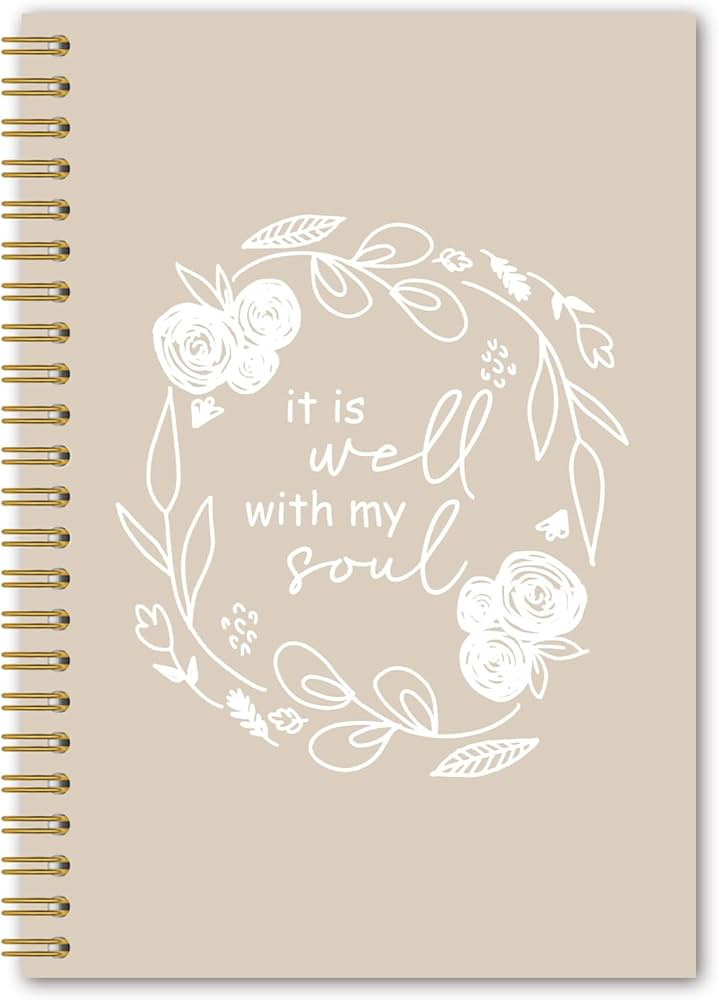 BEHIFL Neutral Floral Christian Spiral Notebook, Christian Gifts for Women Faith, It Is Well With... | Amazon (US)
