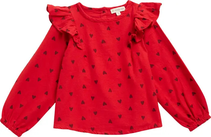 Tucker + Tate Kids' Print Ruffle Sleeve Cotton Top | Nordstrom | Nordstrom