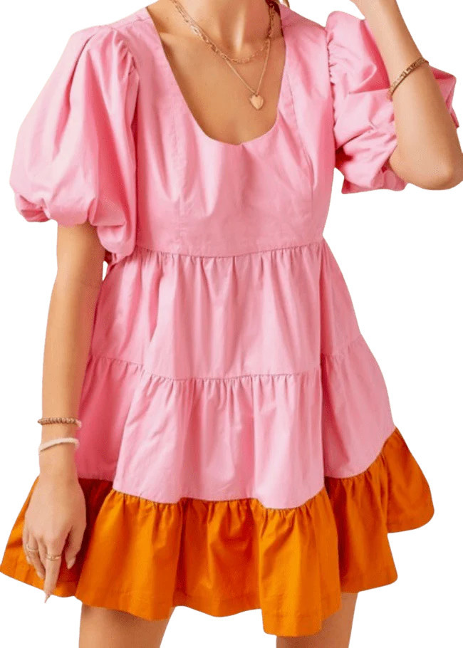Pink and orange color block mini | Mulberry & King