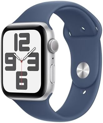 Apple Watch SE (2nd Gen) [GPS 44mm] Smartwatch with Silver Aluminum Case with Denim Sport Band M/... | Amazon (US)