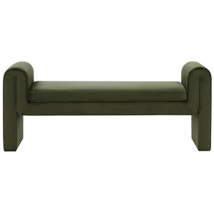 Safavieh Garth Pine Wood and Velvet Bench in Green | Homesquare