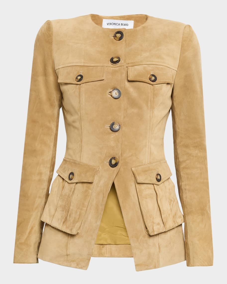 Veronica Beard Orrin Suede Cargo Jacket | Neiman Marcus