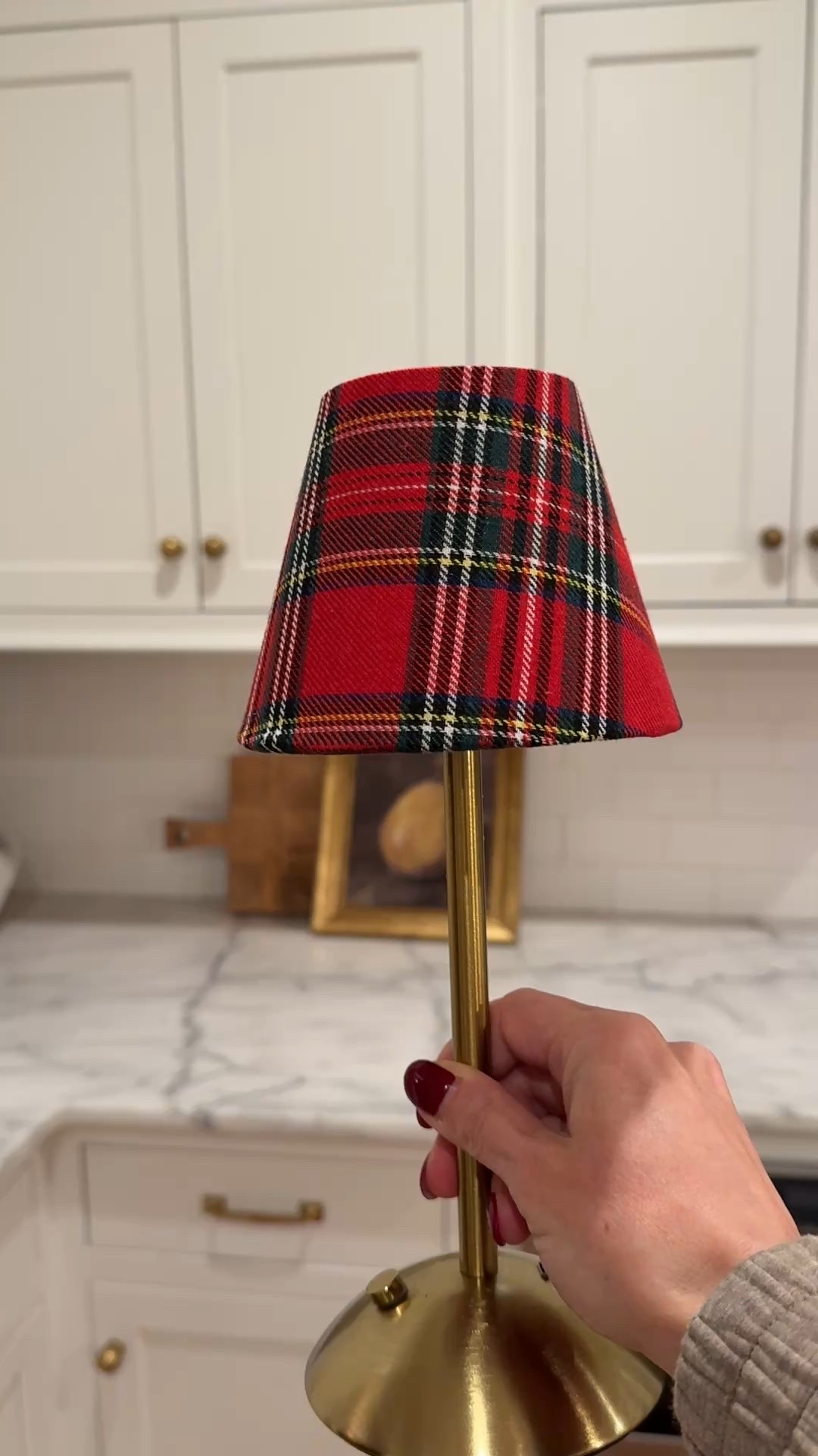 LED rechargeable cordless lamp with Christmas plaid shade 

#LTKHoliday #LTKHome