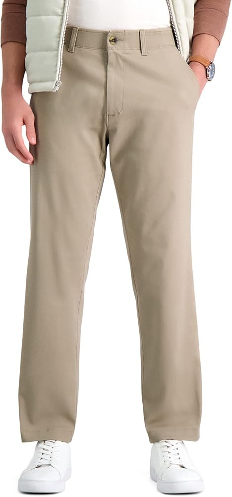 Haggar Men's Life Khaki Comfort Flat Front Straight Fit Chino Pant | Amazon (US)