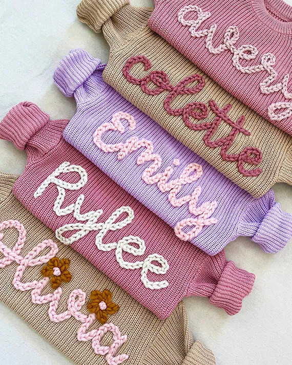 Personalized Hand Embroidered Name Sweater for Babies - Etsy | Etsy (US)