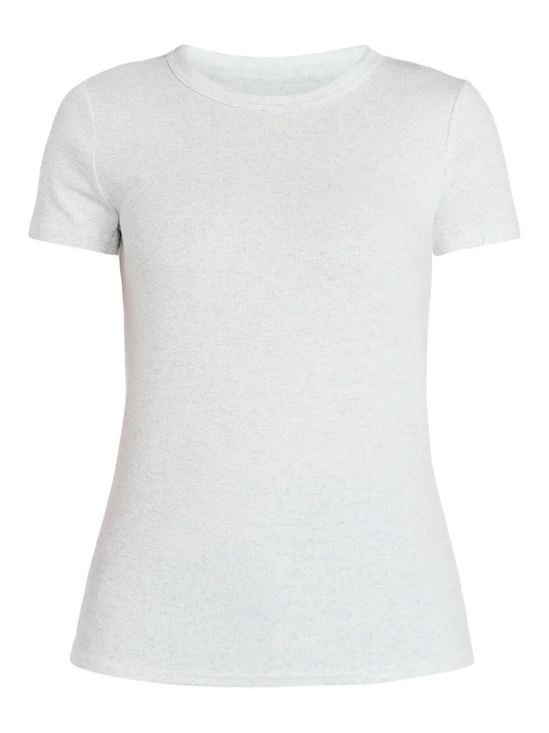 Time and Tru Women's Ribbed Tee with Short Sleeves, Sizes XS-XXXL | Walmart (US)