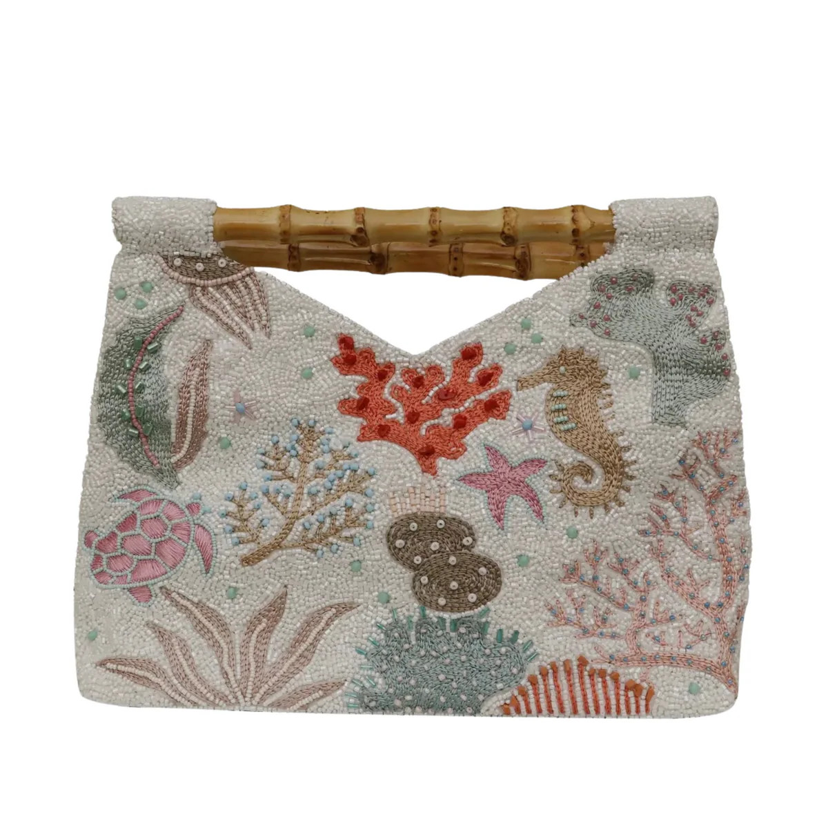 Beaded Bamboo Handle Clutch (Made to Order - 8 designs available) | Sea Marie Designs