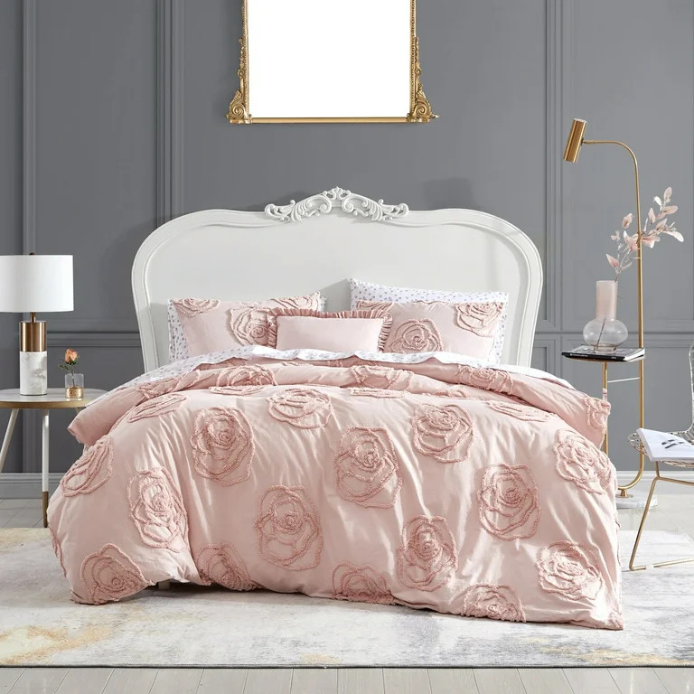 Betsey Johnson Rambling Rose Pink Twin Duvet Cover Bonus Set | Walmart (US)