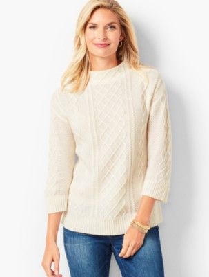 Cashmere Cable Mockneck Sweater | Talbots