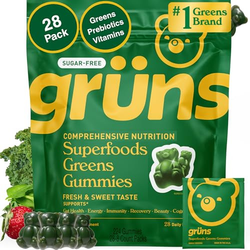 Gruns Adult Sugar-Free Super Greens Gummies, Superfood Vitamin Gummy Bears with Spirulina, Chlore... | Amazon (US)