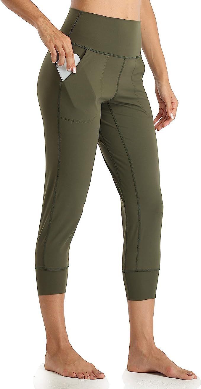 Colorfulkoala Women's High Waisted Capri Length Fitted Joggers | Amazon (US)