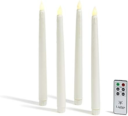 Flameless Taper Candles with Remote - 10 Inch, Battery Operated, Ivory Real Wax with Drip Effect,... | Amazon (US)