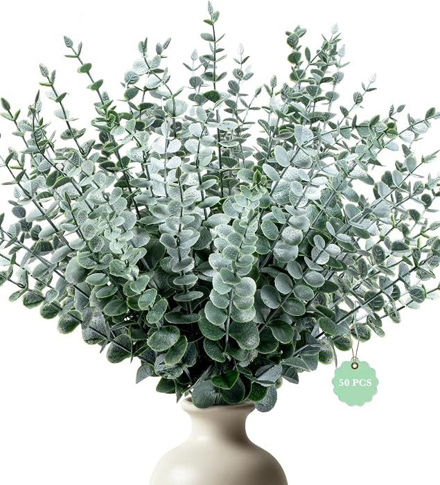 50 Pcs Eucalyptus Stems Artificial Eucalyptus Leaves,Fake Eucalyptus Plants | Amazon (US)