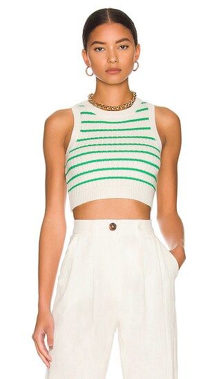 Phoebe Ultra Crop Vest in White & Green | Revolve Clothing (Global)