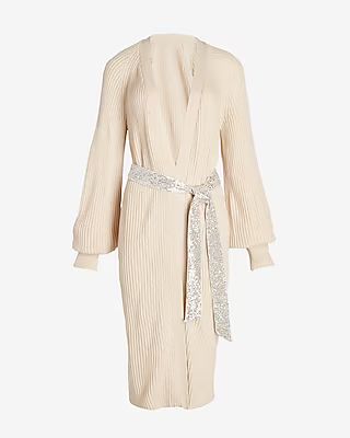 Sequin Belted Duster Cardigan | Express