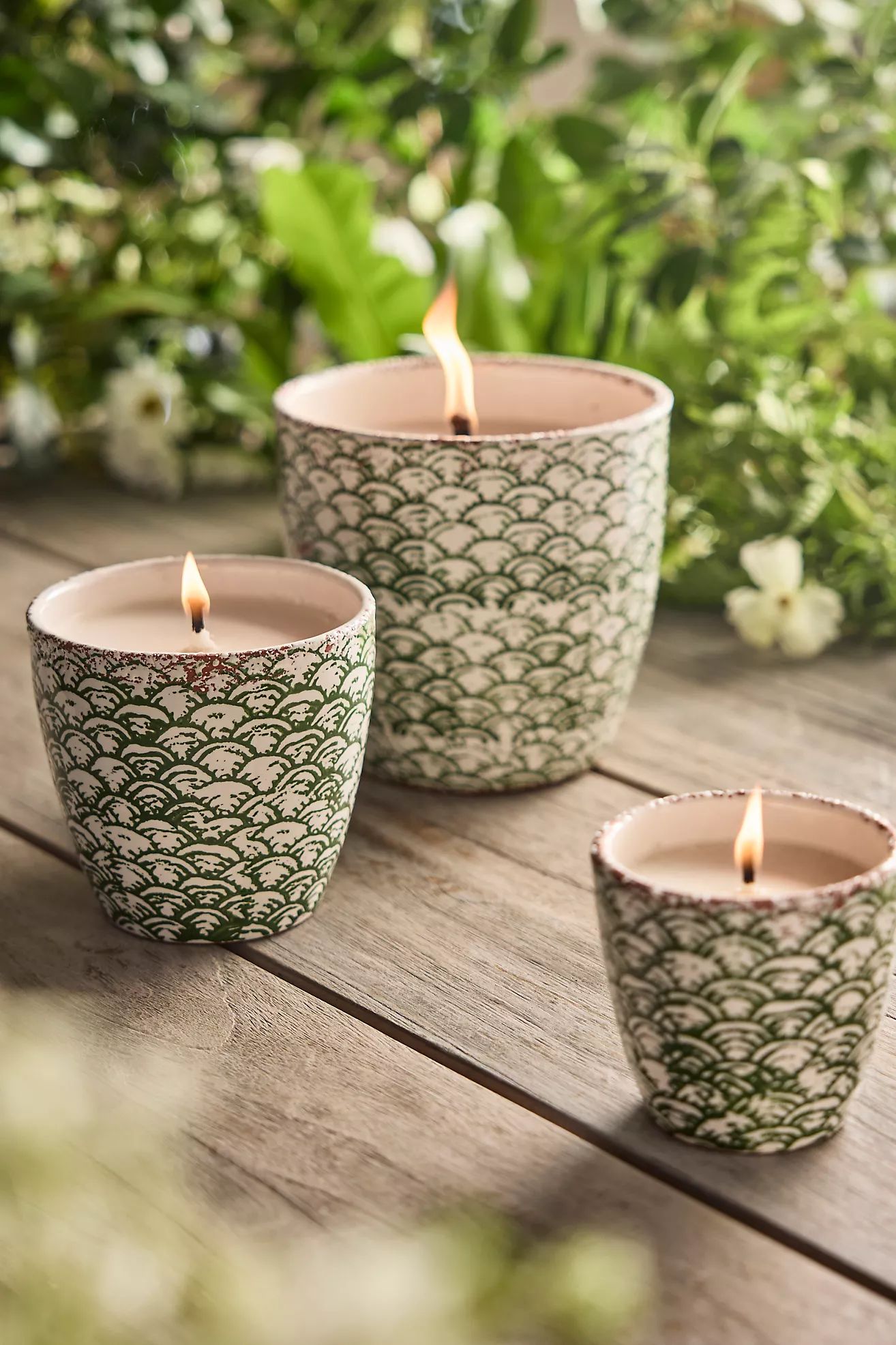 Green Scallop Citronella Candle | Anthropologie (US)