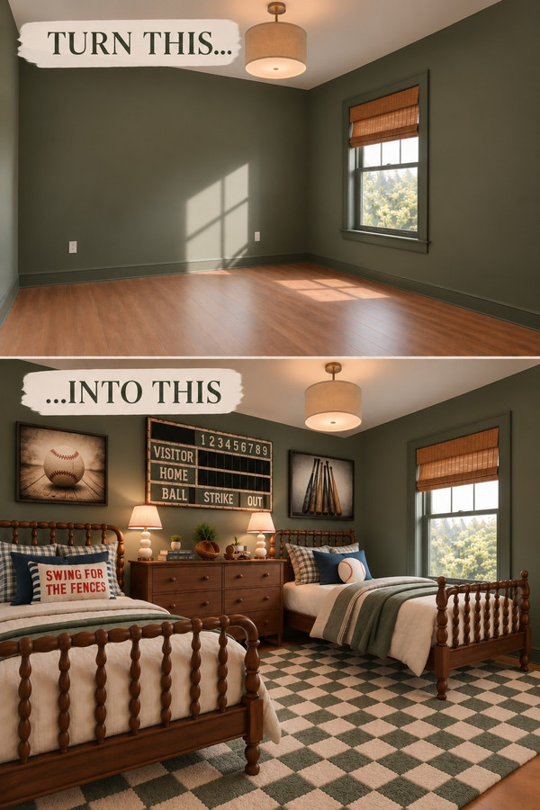 ⚾ Turn a blank bedroom into the ultimate baseball-inspired boys room