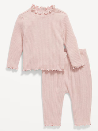 Plush-Knit Lettuce-Edge Top and Pants Set for Baby | Old Navy (US)