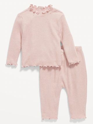 Plush-Knit Lettuce-Edge Top and Pants Set for Baby | Old Navy (US)