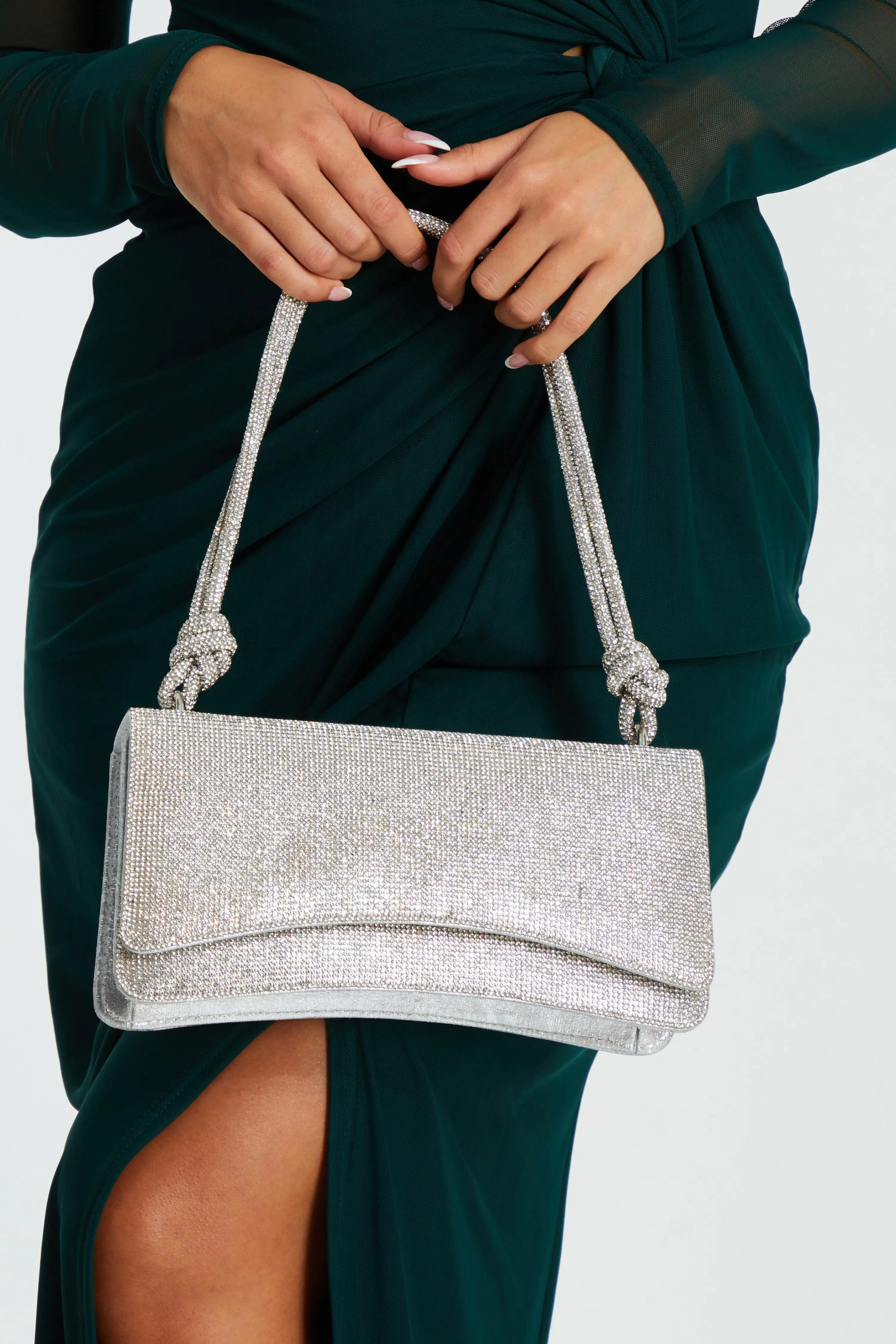 Silver Diamante Shoulder Bag | Boohoo.com (UK & IE)