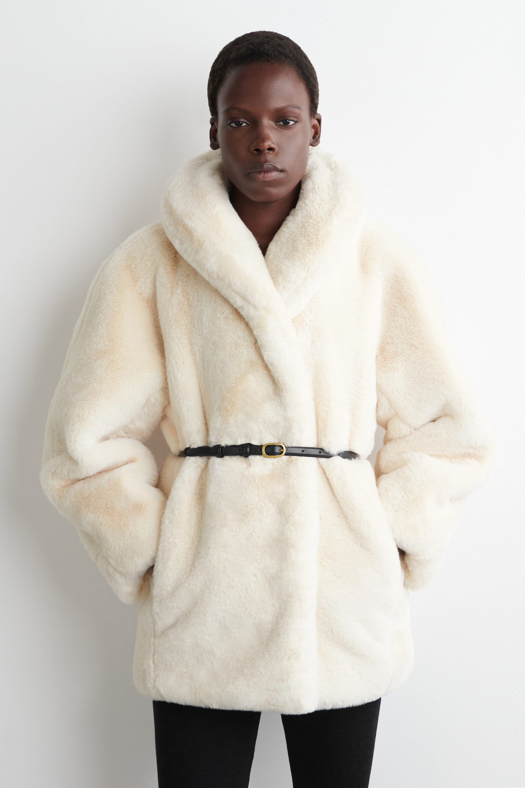 SHAWL-COLLAR FAUX FUR JACKET - LIGHT BEIGE | COS GB | COS UK