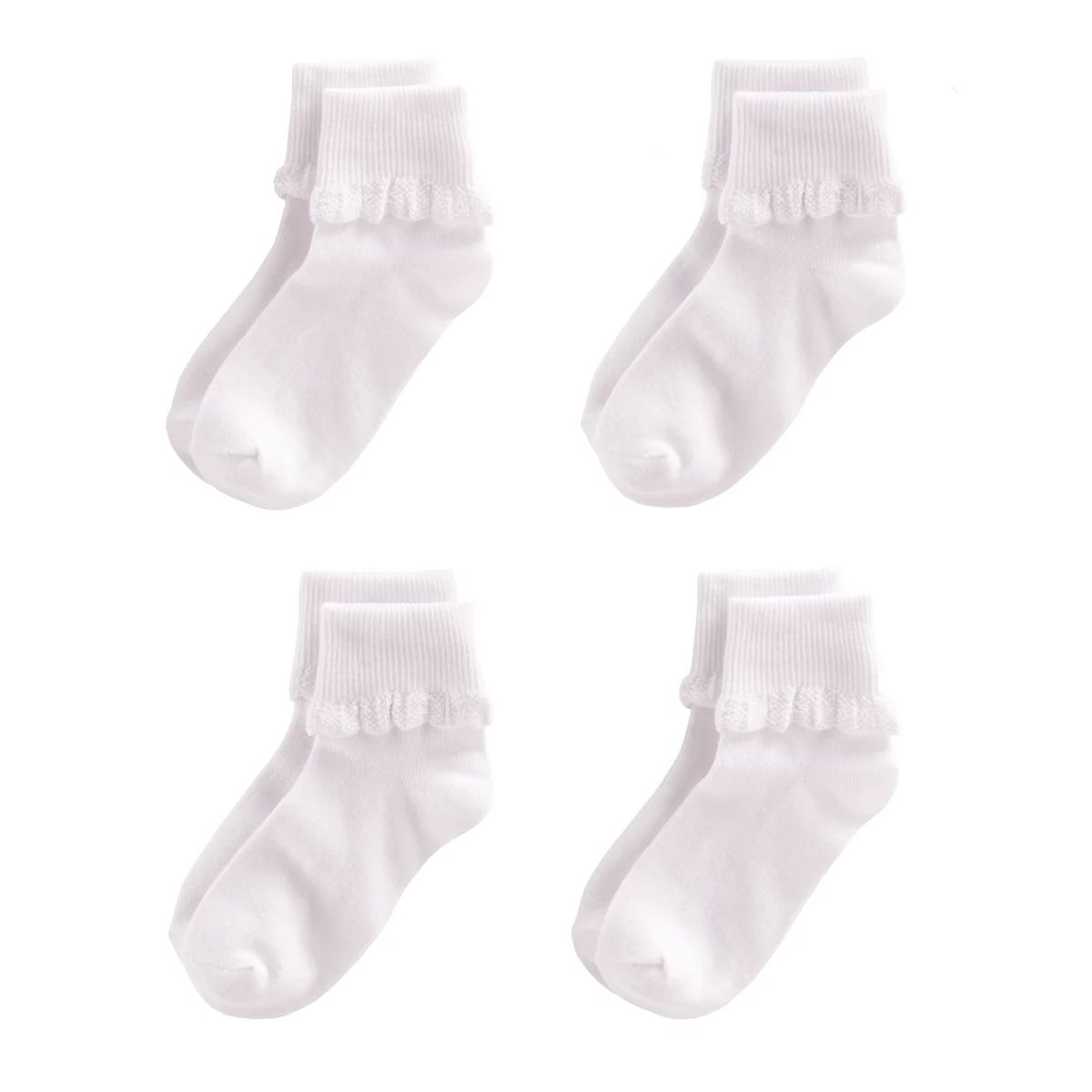 Girls Elli by Capelli 4-Pack Scalloped Ankle Socks | Kohl's
